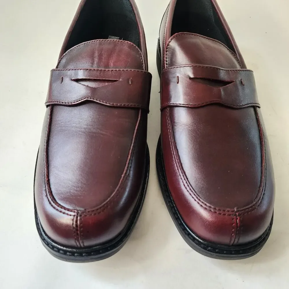 Drew Essex Penny‎ Loafers Men's 9 WIDE Brown Leather Orthopedic Slip-on Shoes